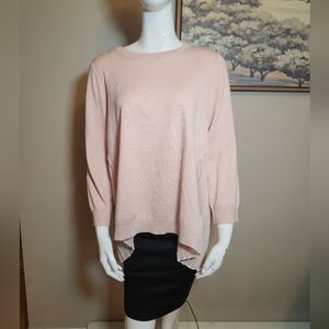 NEW Adrianna Papell Pleated Woven Back Sweater Top Blouse Pearl  Large